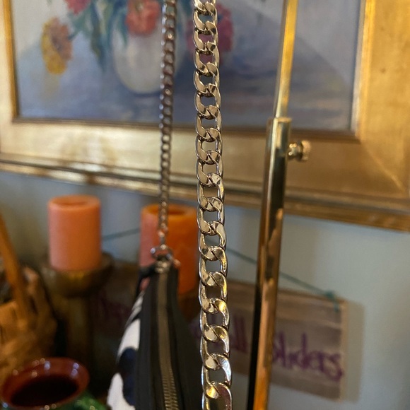 Chico's Zebra Calf Hair Clutch Purse Handbag Leather Silver Chain - Picture 11 of 13